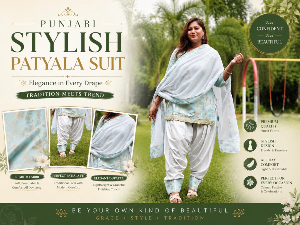 Designer Panjabi Patyala Suit Cutting, Stitching & Final Look