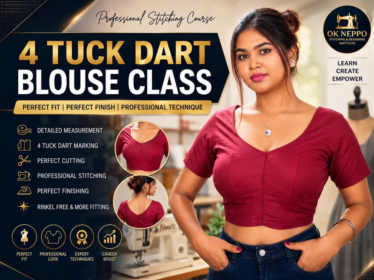 4 Tuck Blouse Stitching & Perfect Fitting Course