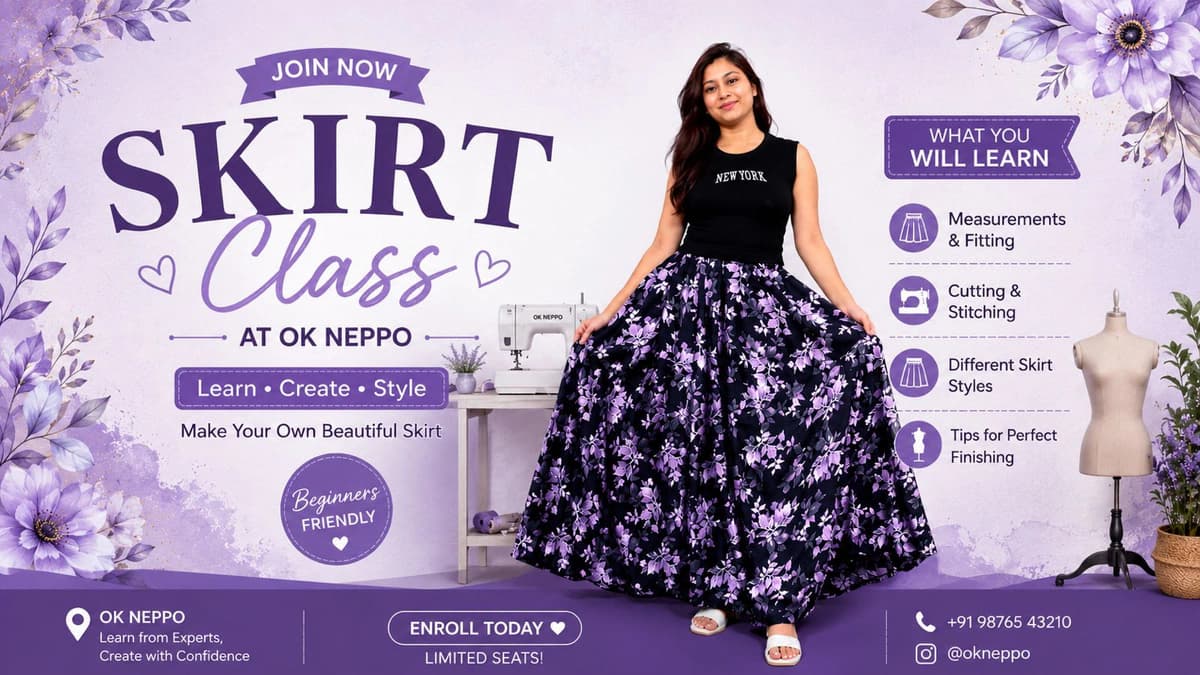 Complete Skirt Cutting, Theory & Stitching Course