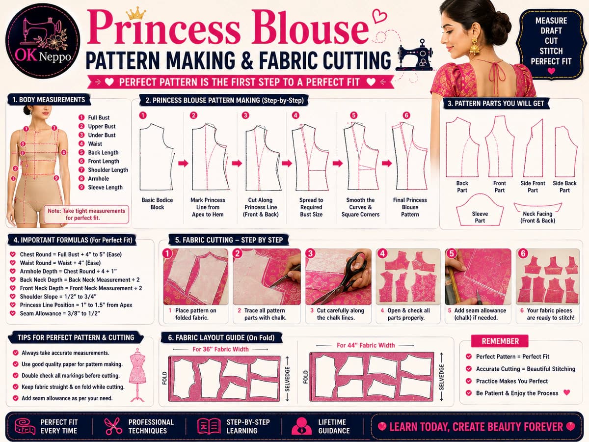 Princess Blouse Pattern Making & Fabric Cutting