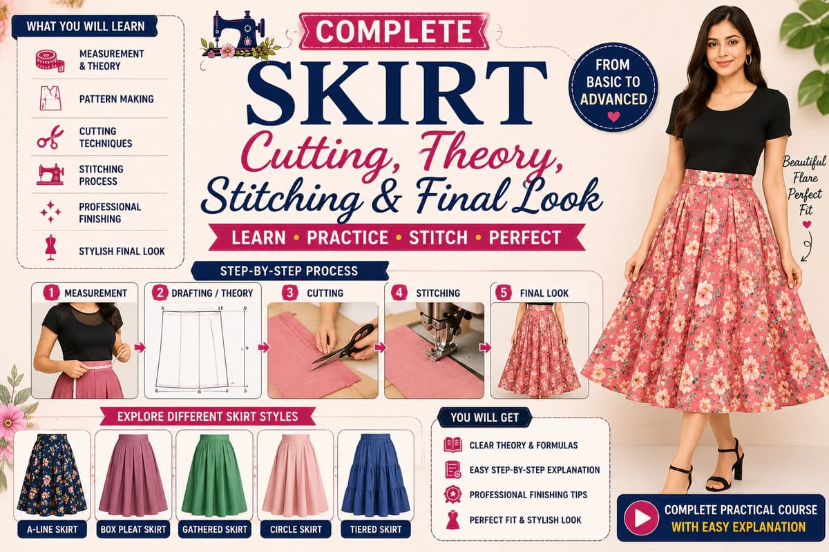 Skirt Cutting, Theory, Stitching & Final Look