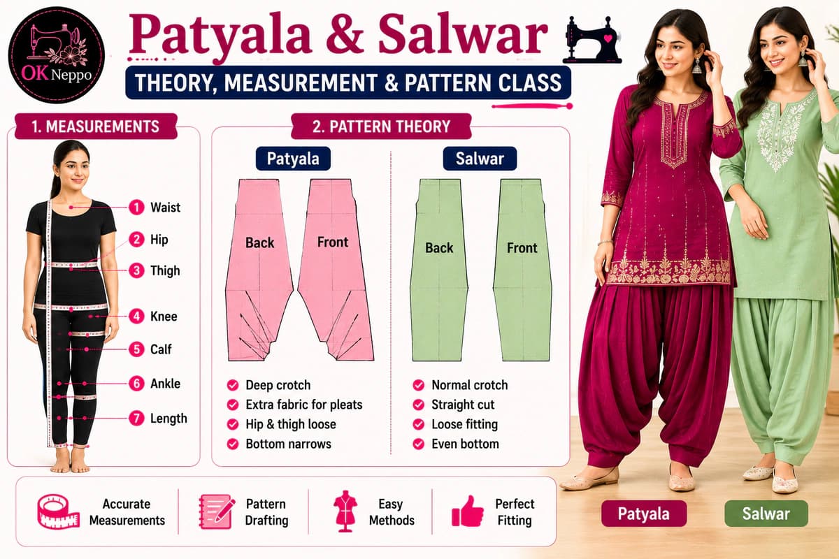 Patyala & Salwar Theory, Measurement & Pattern Making