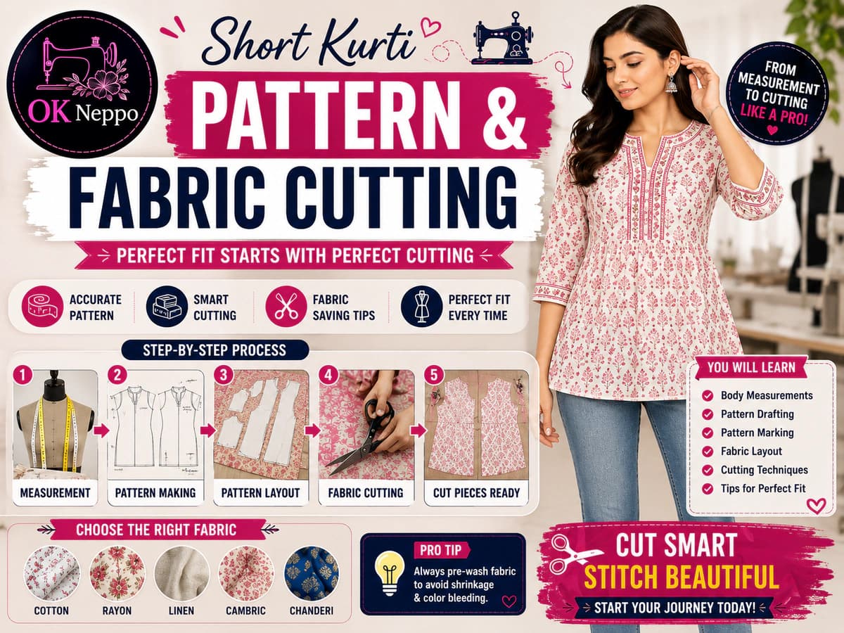 Short Kurti Pattern & Fabric Cutting