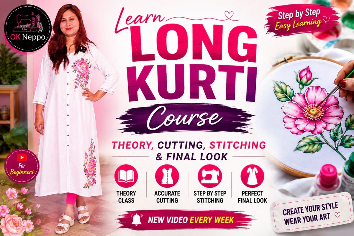 Long Kurti Cutting, Stitching & Final Look