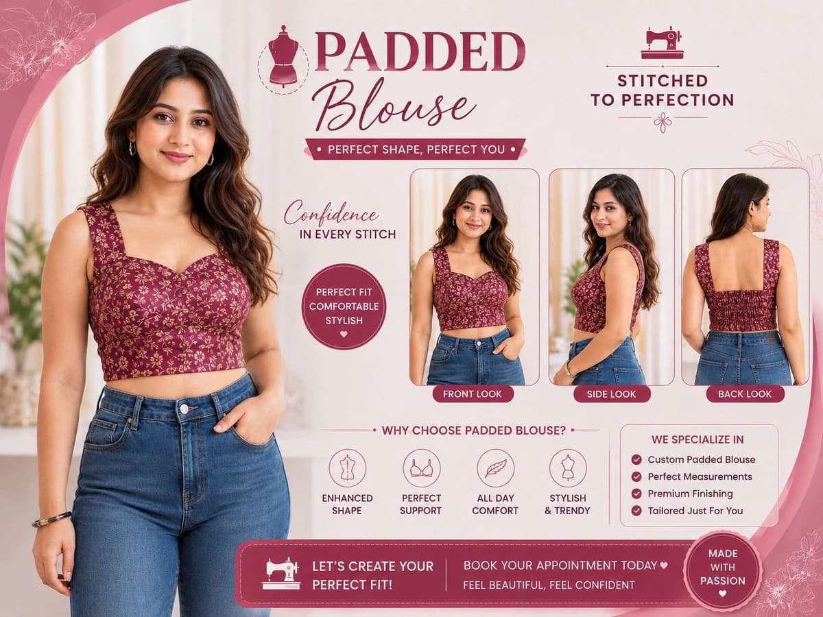 Cup & Padded Blouse Stitching & Final Look